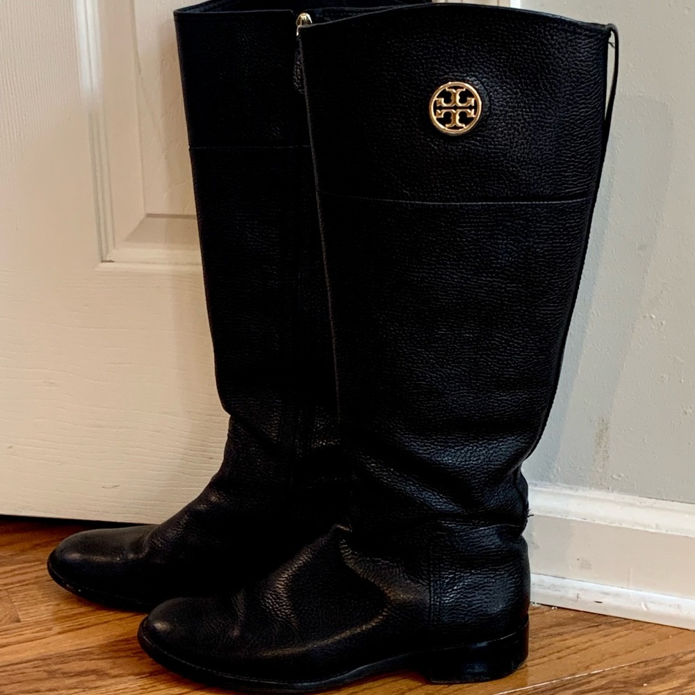 Tory Burch black leather riding boots, 7.5